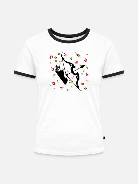 Sternzeichen Stern Logo Schütze - Frauen Kontrast-T-Shirt - Weiß/Schwarz