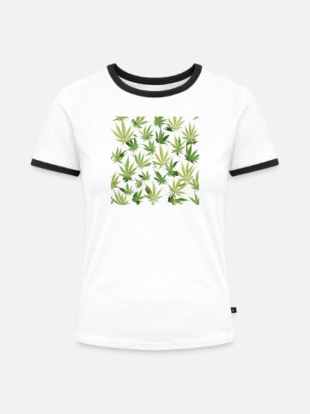 Cannabis 2 - Frauen Kontrast-T-Shirt - Weiß/Schwarz