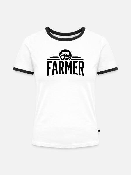 Landwirt - Stolz - Frauen Kontrast-T-Shirt - Weiß/Schwarz
