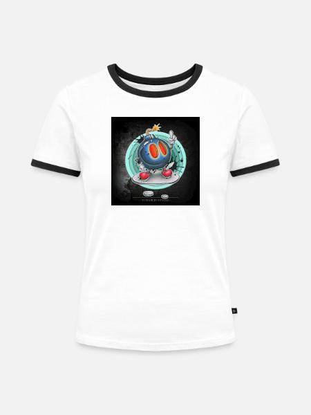 da bomb - square - Frauen Kontrast-T-Shirt - Weiß/Schwarz