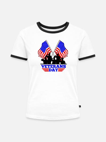 USA-Flagge Veterans Day Emblem - Frauen Kontrast-T-Shirt - Weiß/Schwarz