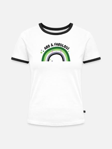 Aromantisch und fabelhaft - Frauen Kontrast-T-Shirt - Weiß/Schwarz