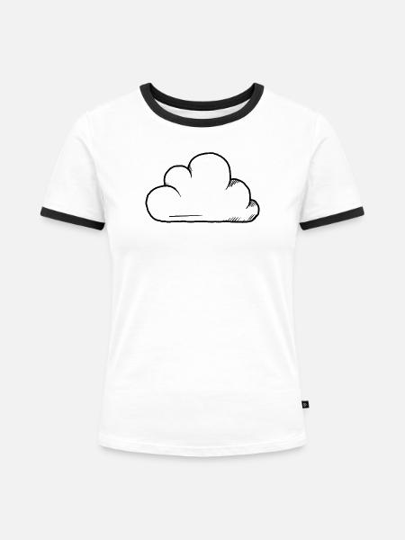 Cloud-Design - Frauen Kontrast-T-Shirt - Weiß/Schwarz