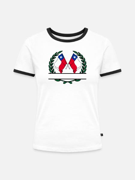 Fahnen Chile Lorbeerkranz Banner - Frauen Kontrast-T-Shirt - Weiß/Schwarz