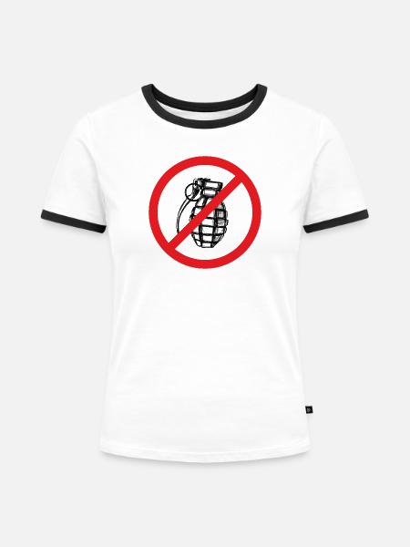 Stop War / Granate verboten! - Frauen Kontrast-T-Shirt - Weiß/Schwarz