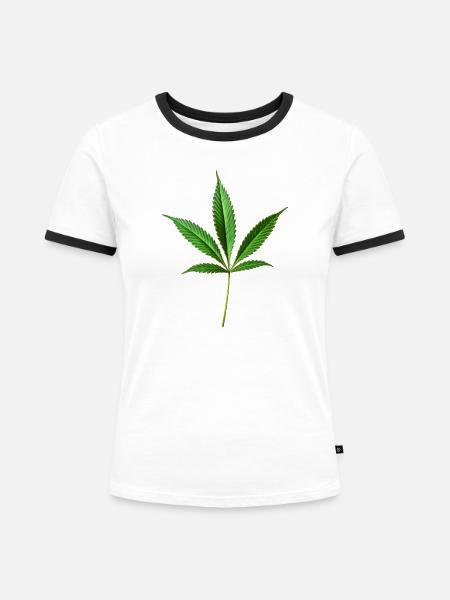 Marihuana Hanf (Cannabis) - Frauen Kontrast-T-Shirt - Weiß/Schwarz