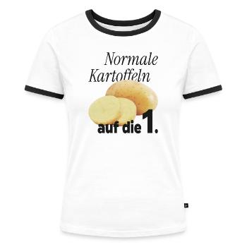 Normale Kartoffeln auf die 1. - Frauen Kontrast-T-Shirt - Weiß/Schwarz - Vorne - Selfina (174cm)