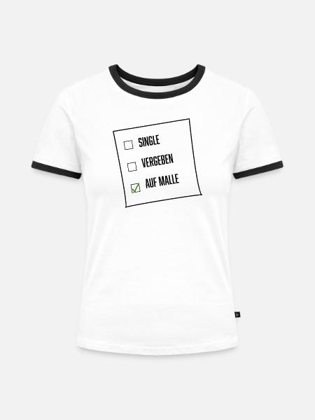 Auf Malle - Frauen Kontrast-T-Shirt - Weiß/Schwarz