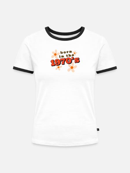 born in the 1970 - Frauen Kontrast-T-Shirt - Weiß/Schwarz