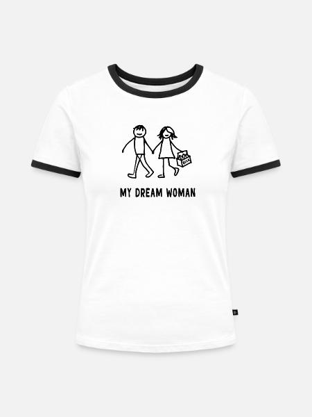 Meine Traumfrau Bier Design - Frauen Kontrast-T-Shirt - Weiß/Schwarz