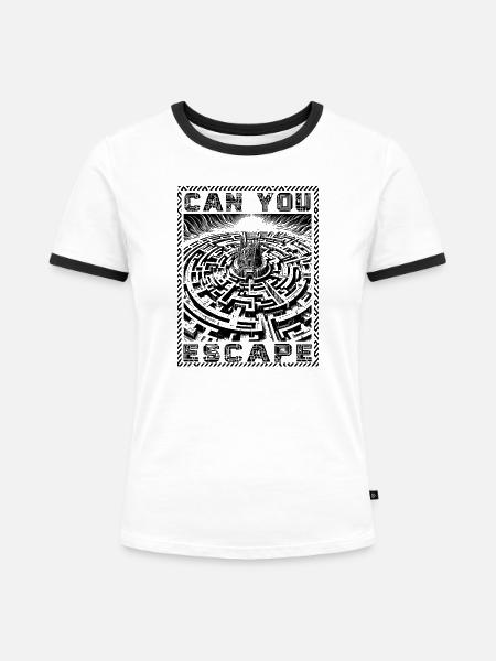 Kannst du entkommen? - Frauen Kontrast-T-Shirt - Weiß/Schwarz
