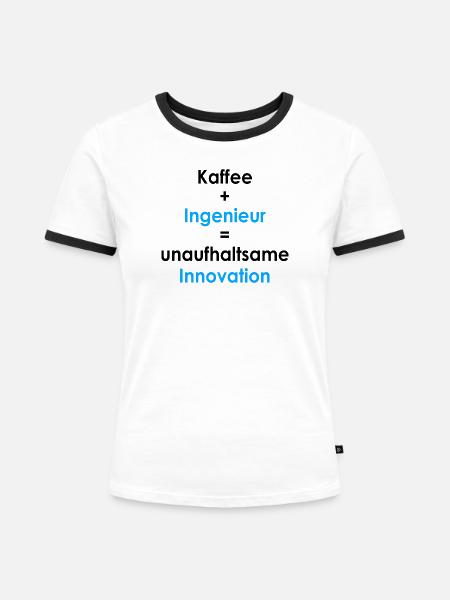 Kaffee gleich Innovation - Frauen Kontrast-T-Shirt - Weiß/Schwarz