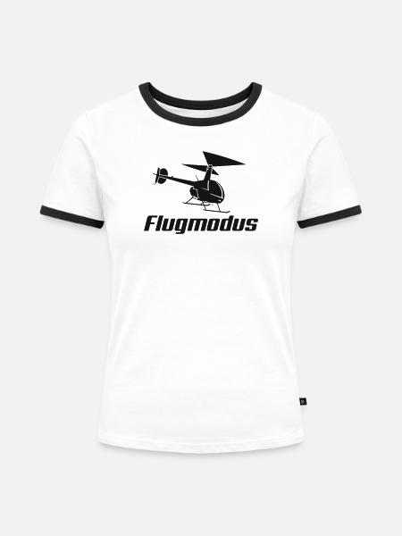 Flugmodus Hubschrauber - Frauen Kontrast-T-Shirt - Weiß/Schwarz