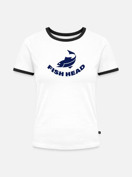 FISH HEAD - Frauen Kontrast-T-Shirt - Weiß/Schwarz