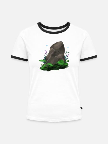 Runes Stone - Frauen Kontrast-T-Shirt - Weiß/Schwarz