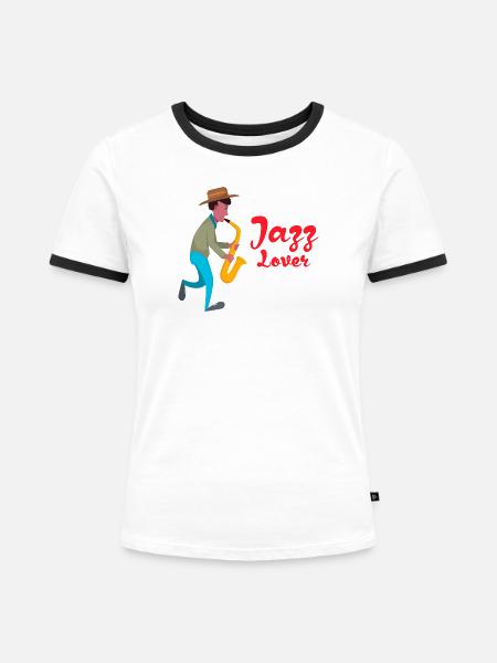 Jazz-Liebhaber - Frauen Kontrast-T-Shirt - Weiß/Schwarz
