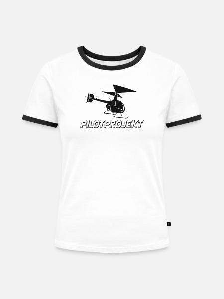 PILOTPROJEKT Hubschrauber - Frauen Kontrast-T-Shirt - Weiß/Schwarz