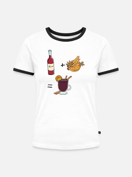 Glühwein - Frauen Kontrast-T-Shirt - Weiß/Schwarz