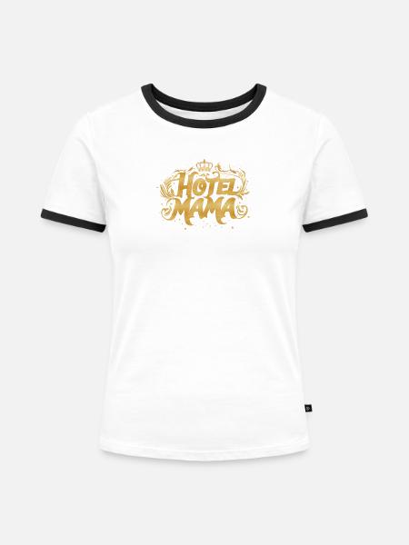 Hotel Mama! - Frauen Kontrast-T-Shirt - Weiß/Schwarz
