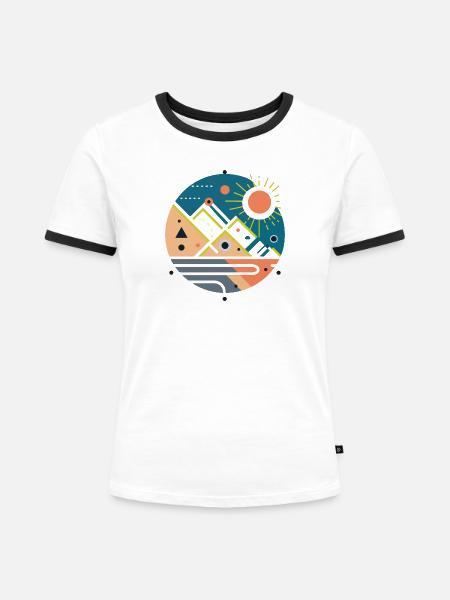 Gebirge - Frauen Kontrast-T-Shirt - Weiß/Schwarz