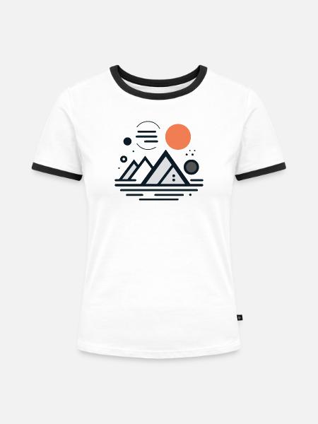 Gebirge - Frauen Kontrast-T-Shirt - Weiß/Schwarz