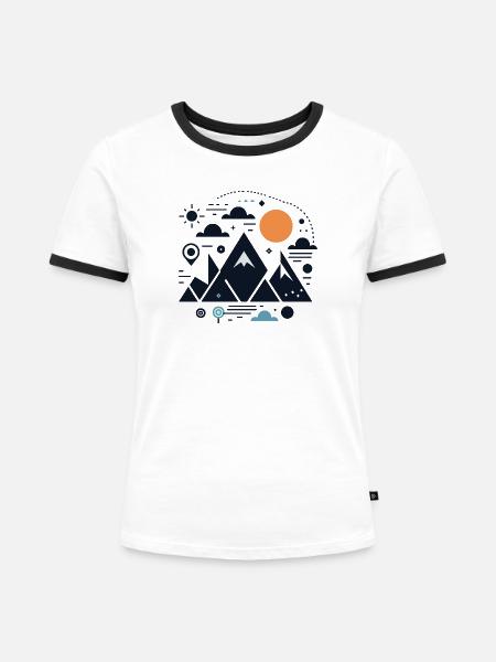 Gebirge - Frauen Kontrast-T-Shirt - Weiß/Schwarz