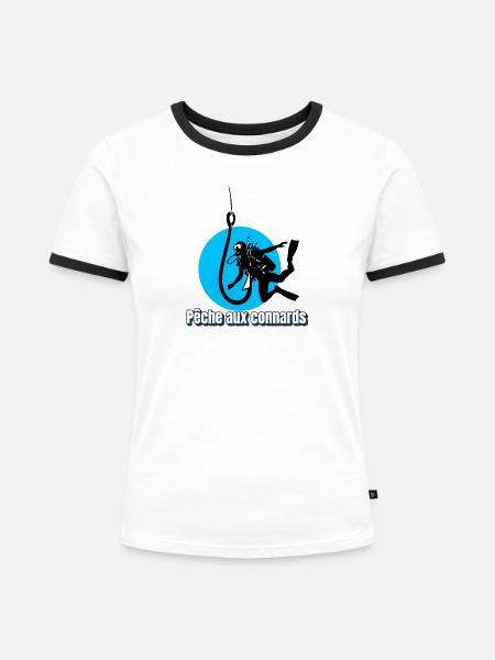 Angeln nach Arschlöchern - Frauen Kontrast-T-Shirt - Weiß/Schwarz