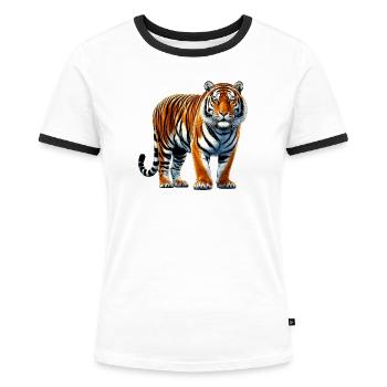 Tiger - Frauen Kontrast-T-Shirt - Weiß/Schwarz - Vorne - Selfina (174cm)