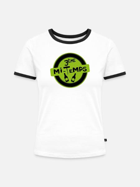 3. Halbzeit - Frauen Kontrast-T-Shirt - Weiß/Schwarz