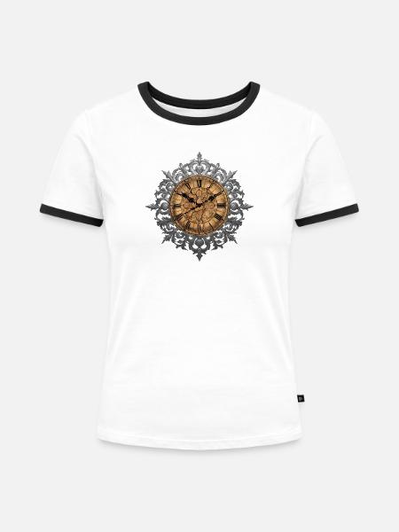 Wuhr im Barockrahmen - Frauen Kontrast-T-Shirt - Weiß/Schwarz