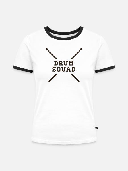 TROMMELTRUPP - Frauen Kontrast-T-Shirt - Weiß/Schwarz