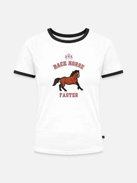 Rennpferd Rennpferd Pferdemist - Frauen Kontrast-T-Shirt - Weiß/Schwarz
