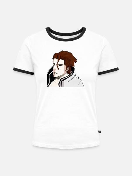 [BLEACH] Aizen Sosuke Design - Frauen Kontrast-T-Shirt - Weiß/Schwarz