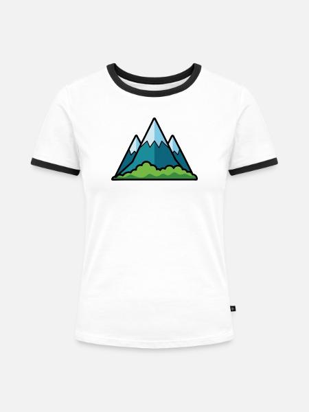 Gebirge - Frauen Kontrast-T-Shirt - Weiß/Schwarz