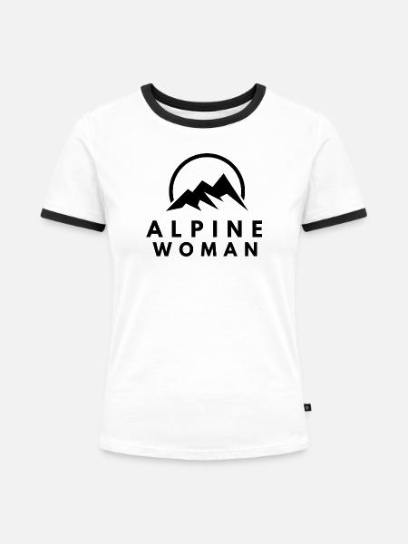 ALPINE WOMAN - Frauen Kontrast-T-Shirt - Weiß/Schwarz