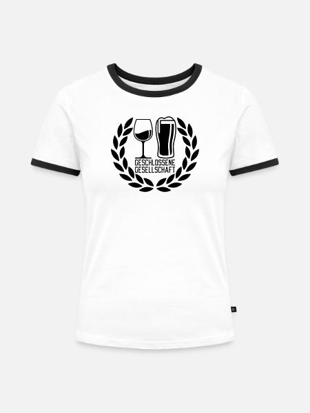 Geschlossene Gesellschaft - Frauen Kontrast-T-Shirt - Weiß/Schwarz
