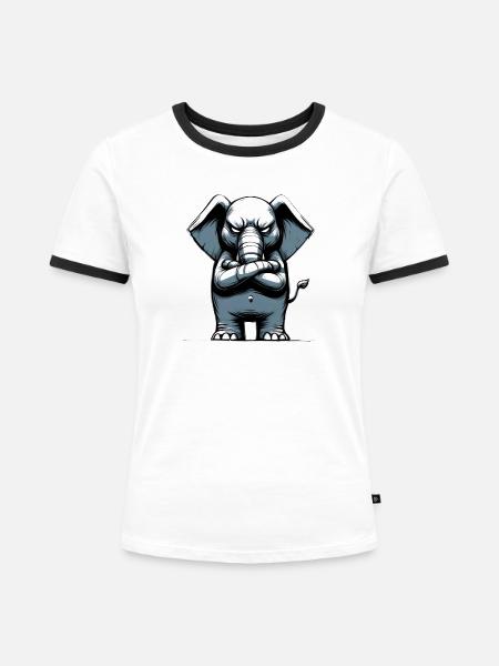 Elefant Bösewicht - Frauen Kontrast-T-Shirt - Weiß/Schwarz