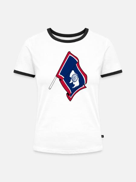 Flagge von Wyoming - Frauen Kontrast-T-Shirt - Weiß/Schwarz