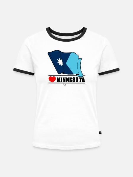 Hinweis Minnesota Herz MINNESOTA - Frauen Kontrast-T-Shirt - Weiß/Schwarz