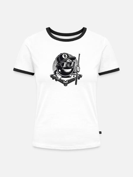 Billard 8-Ball Cool - Frauen Kontrast-T-Shirt - Weiß/Schwarz