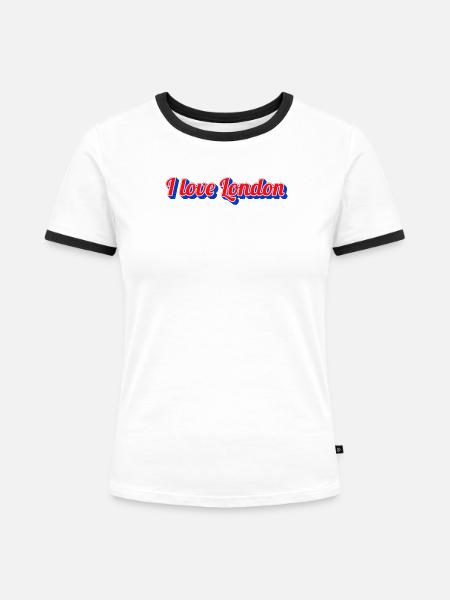 I Love London Script - Frauen Kontrast-T-Shirt - Weiß/Schwarz