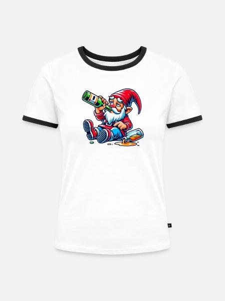 Gartenzwerk Feierabend - Frauen Kontrast-T-Shirt - Weiß/Schwarz