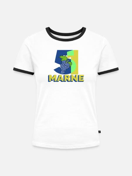 51 - Frauen Kontrast-T-Shirt - Weiß/Schwarz
