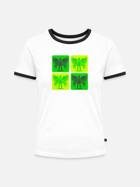 Soldaten Engel Design - Frauen Kontrast-T-Shirt - Weiß/Schwarz