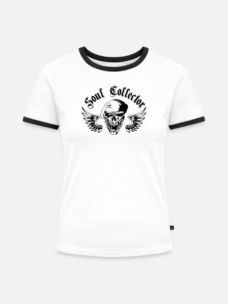 Soul Collector - Frauen Kontrast-T-Shirt - Weiß/Schwarz