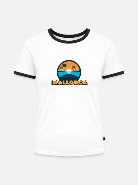 Mallorca Sonnenuntergang - Frauen Kontrast-T-Shirt - Weiß/Schwarz