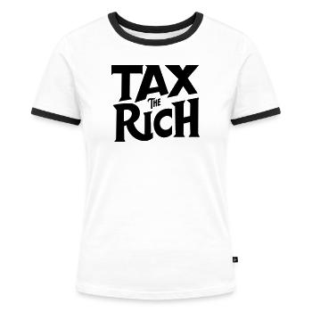 Tax the Rich - Frauen Kontrast-T-Shirt - Weiß/Schwarz - Vorne - Selfina (174cm)