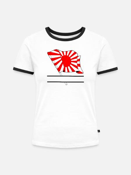 Aufgehende Sonne mit Namensraum - Frauen Kontrast-T-Shirt - Weiß/Schwarz