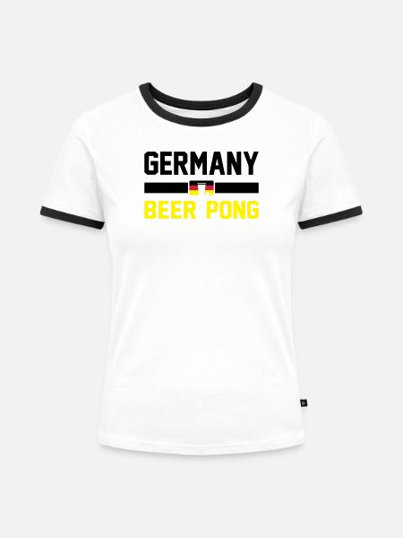 Bier Pong Deutschland - Frauen Kontrast-T-Shirt - Weiß/Schwarz