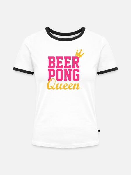 Bier Pong Königin 3 - Frauen Kontrast-T-Shirt - Weiß/Schwarz